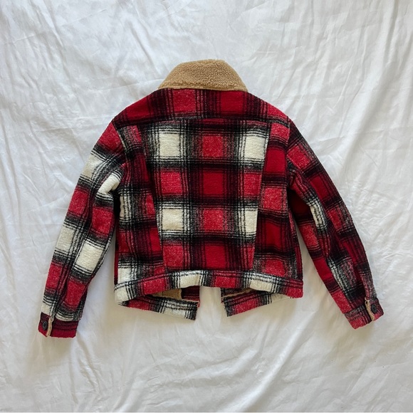 NSF Clothing Wool Plaid Red Sherpa Bomber Jacket XS - Picture 5 of 8